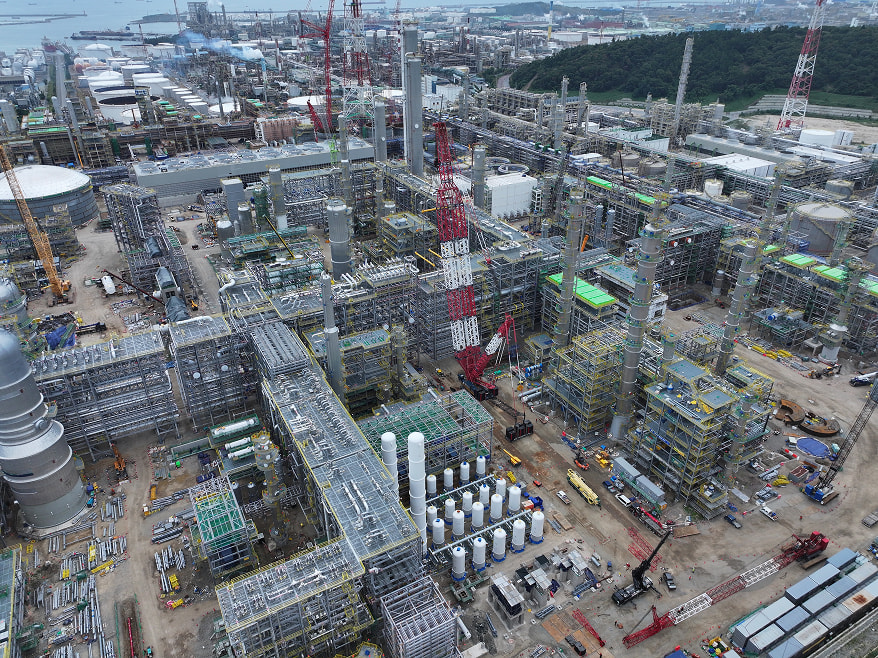 S-OILシャヒーン石油化学プロジェクトの施工現場全景